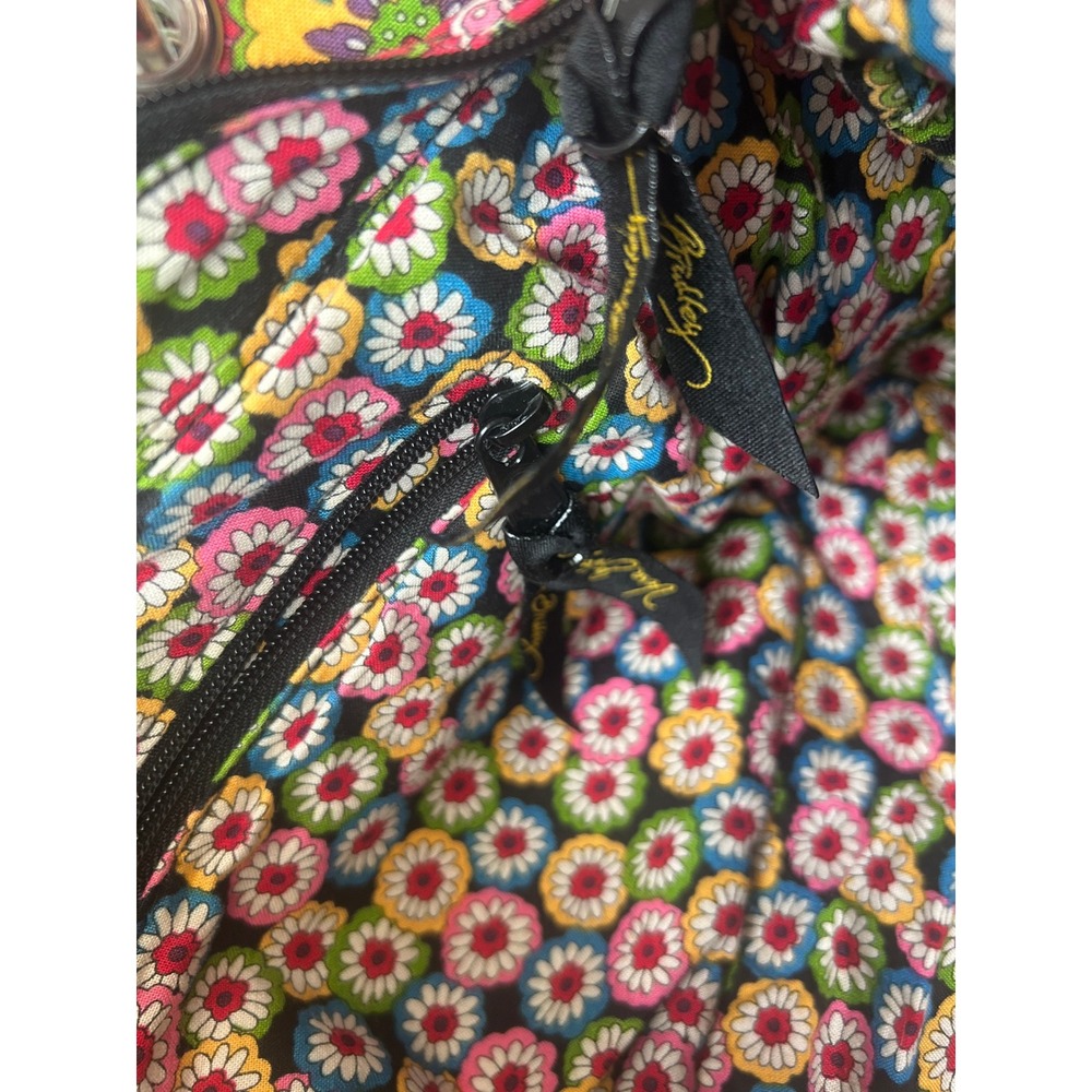 Vera Bradley Quilted Paisley Shoulder Bag Black Pink Floral Toggle Closure#478 - Picture 5 of 10